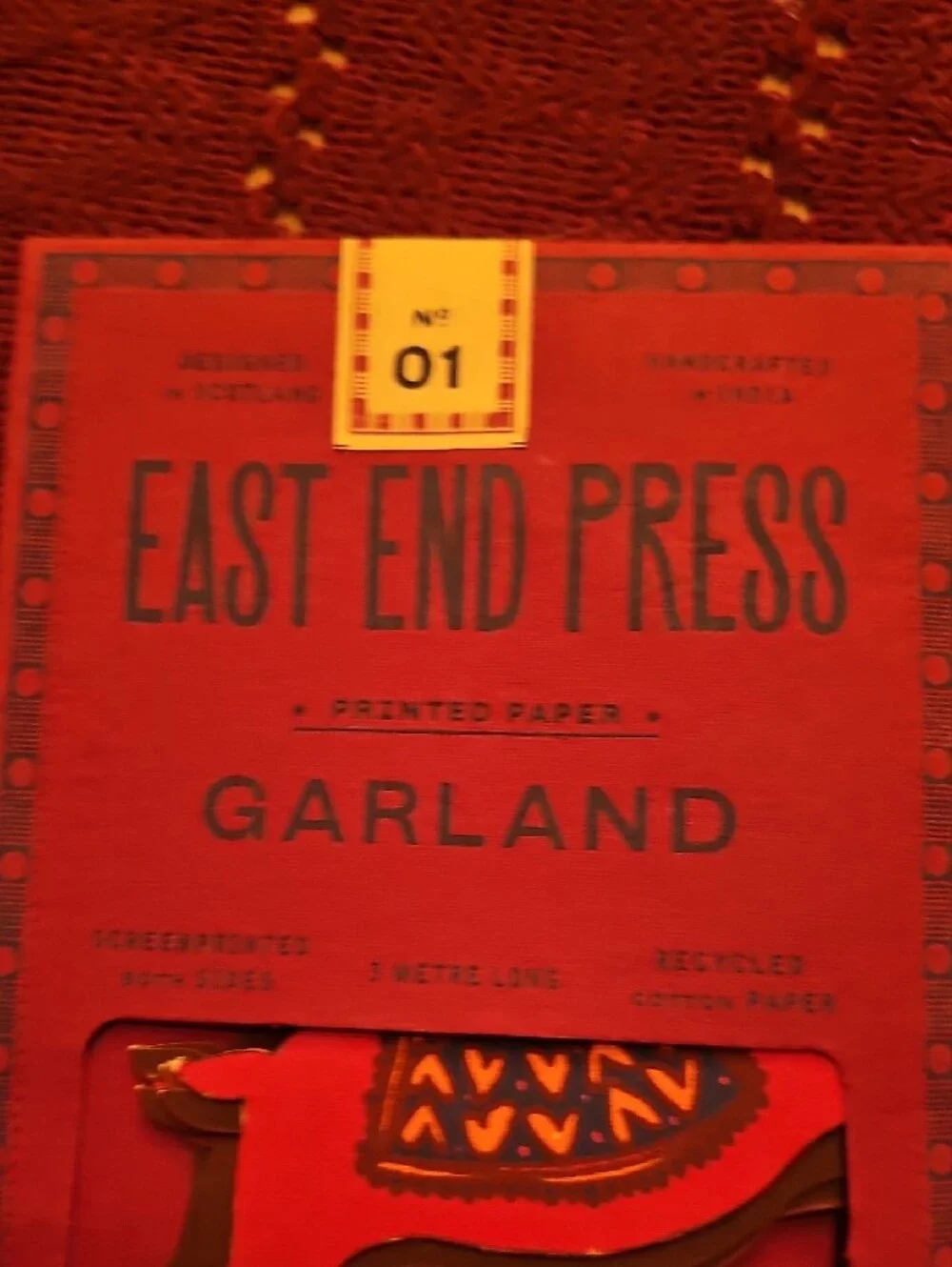 East End Press Garland - Red Printed Paper Garland